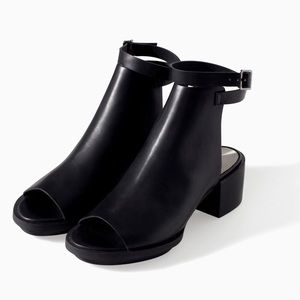Never worn Zara Sling Back Peep Toe Ankle Boots